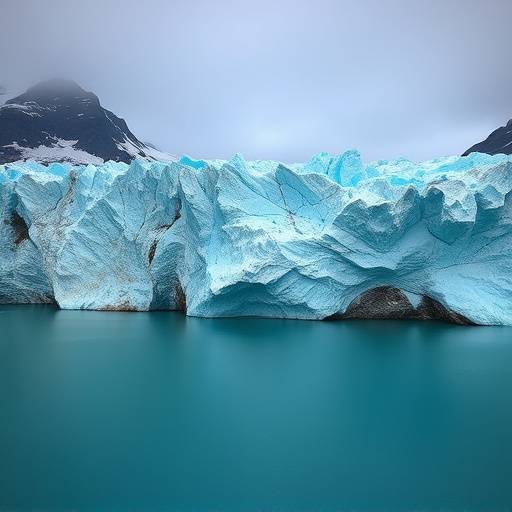 Un glaciar imponente en la Patagonia Argentina con agua turquesa rode&aacute;ndolo.